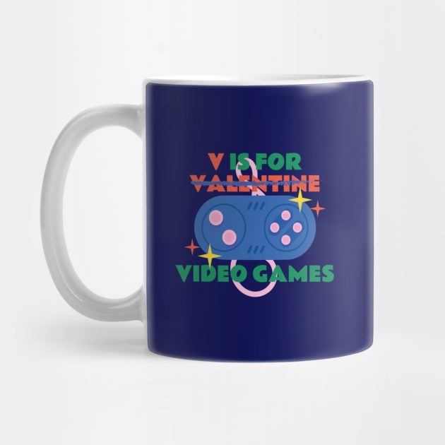 V Is For Video Games Funny Valentines Day Gamer by Exosia store